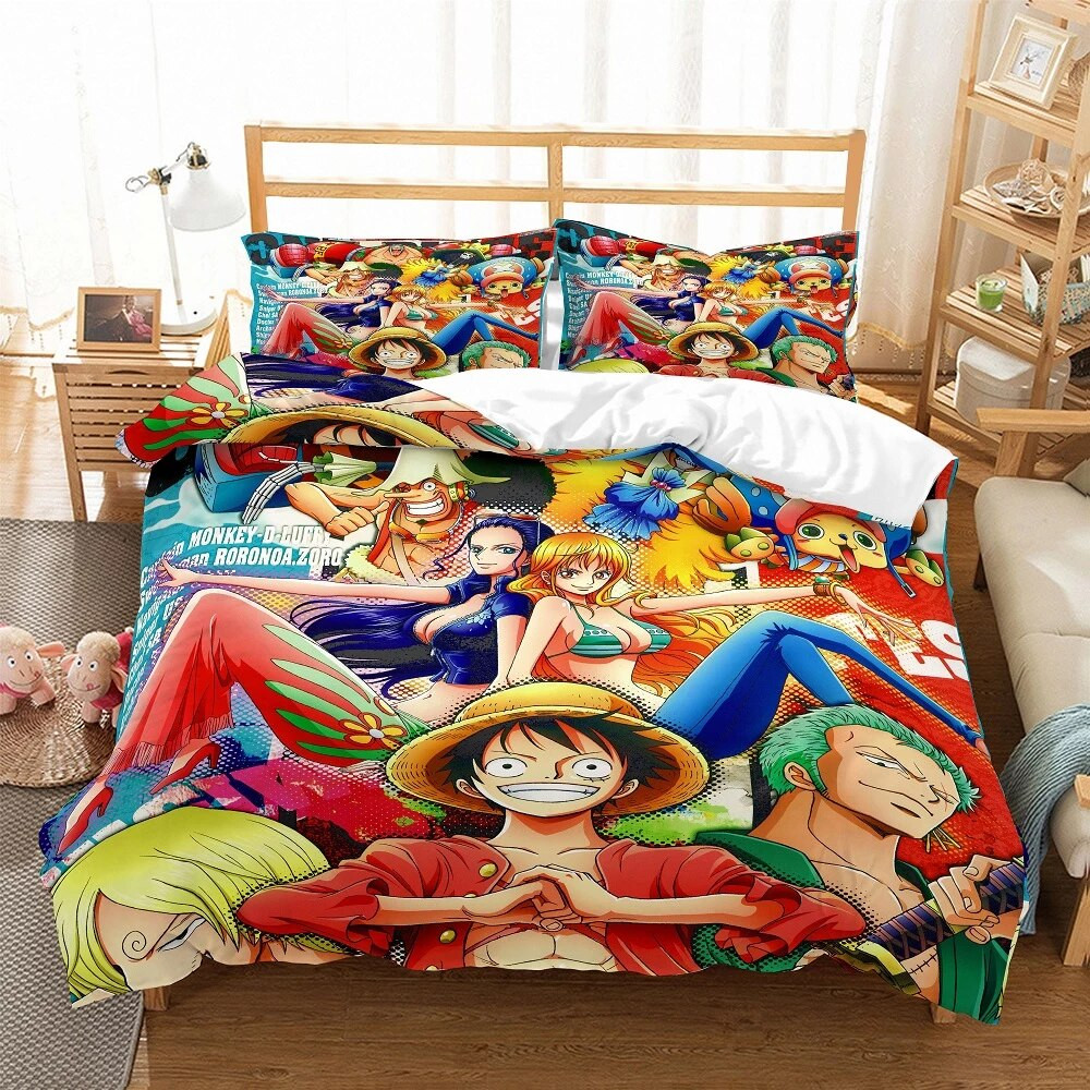 One Piece Bedding – Luffy & Friends Printed Over Soft Bedding | Anime ...
